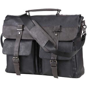 Leather Messenger Bag for Men, 15.6 Inch Vintage Laptop Bag Briefcase Satchel
